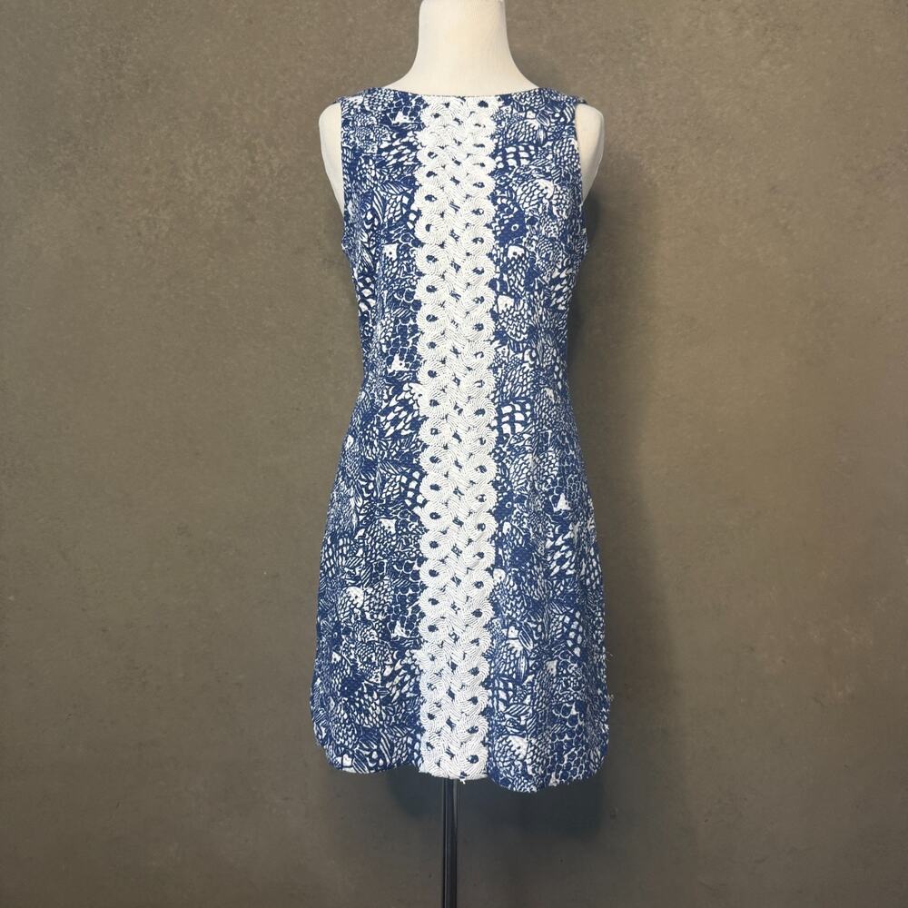 Lilly Pulitzer for Target Upstream Shift Dress Size 6 Navy Blue White Crochet